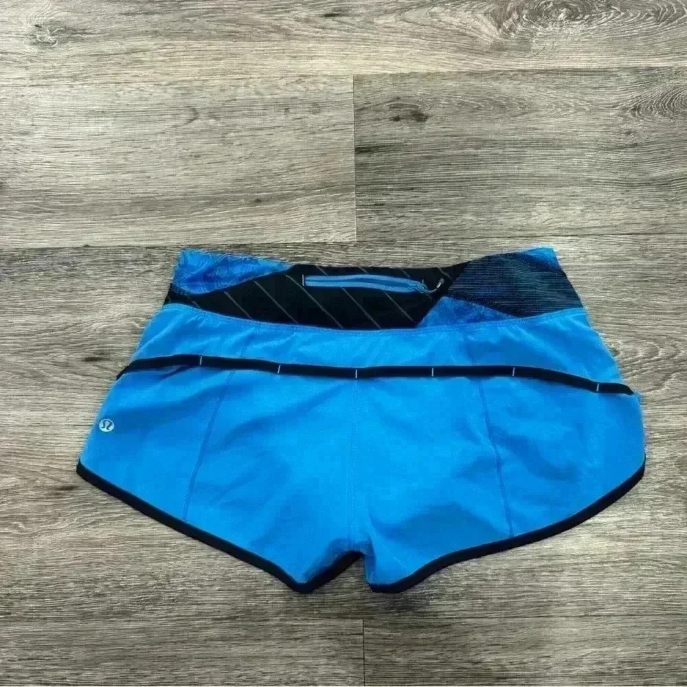 Lululemon Women Run Speed Short Blue Cornflower Black Quilt - Picture 2 of 3